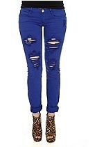 Machine Blue Destroyed Skinny Jeans / Pantalon Ajustado Azul Marino